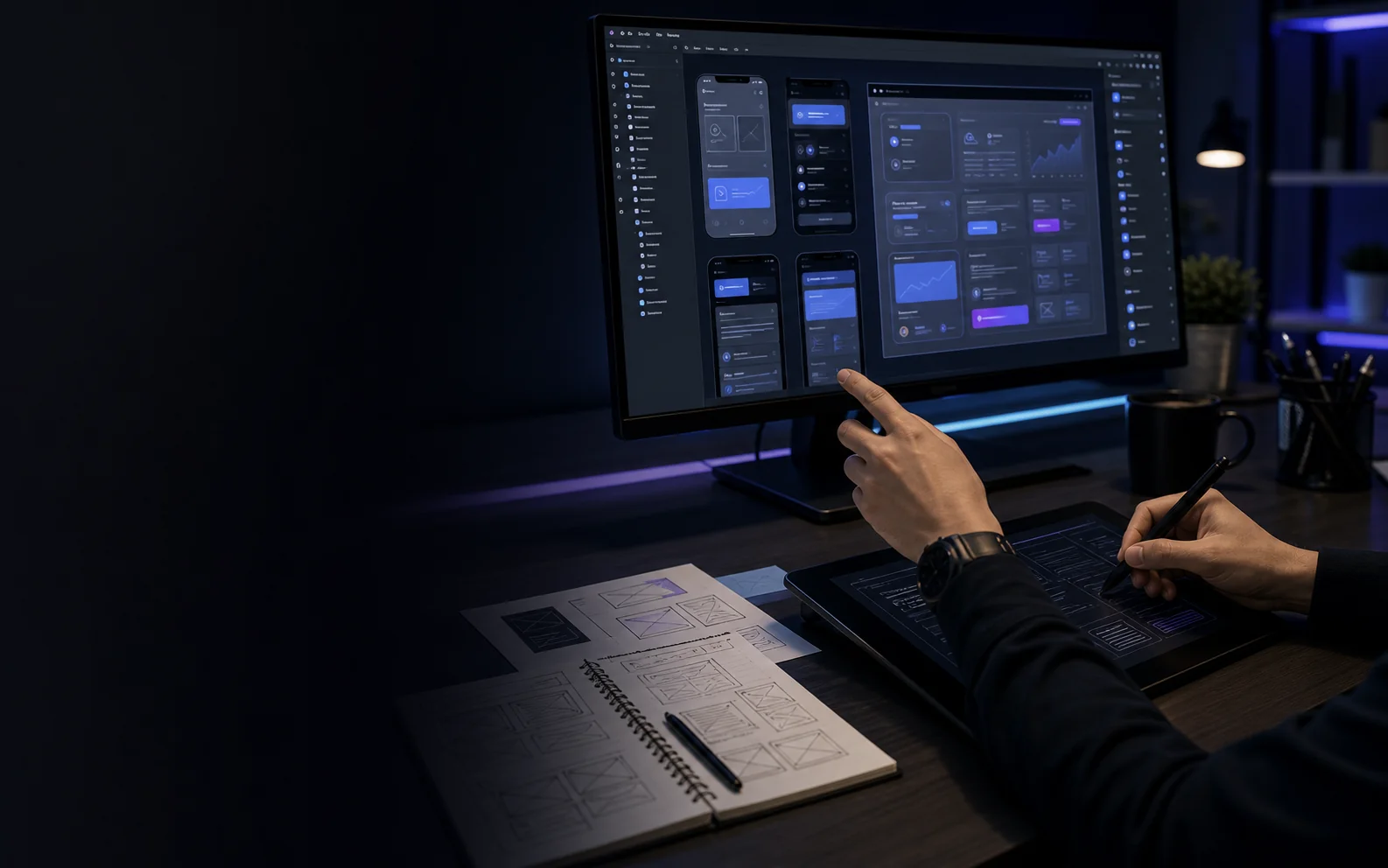 Workspace tanpa wajah untuk layanan UI/UX Design
