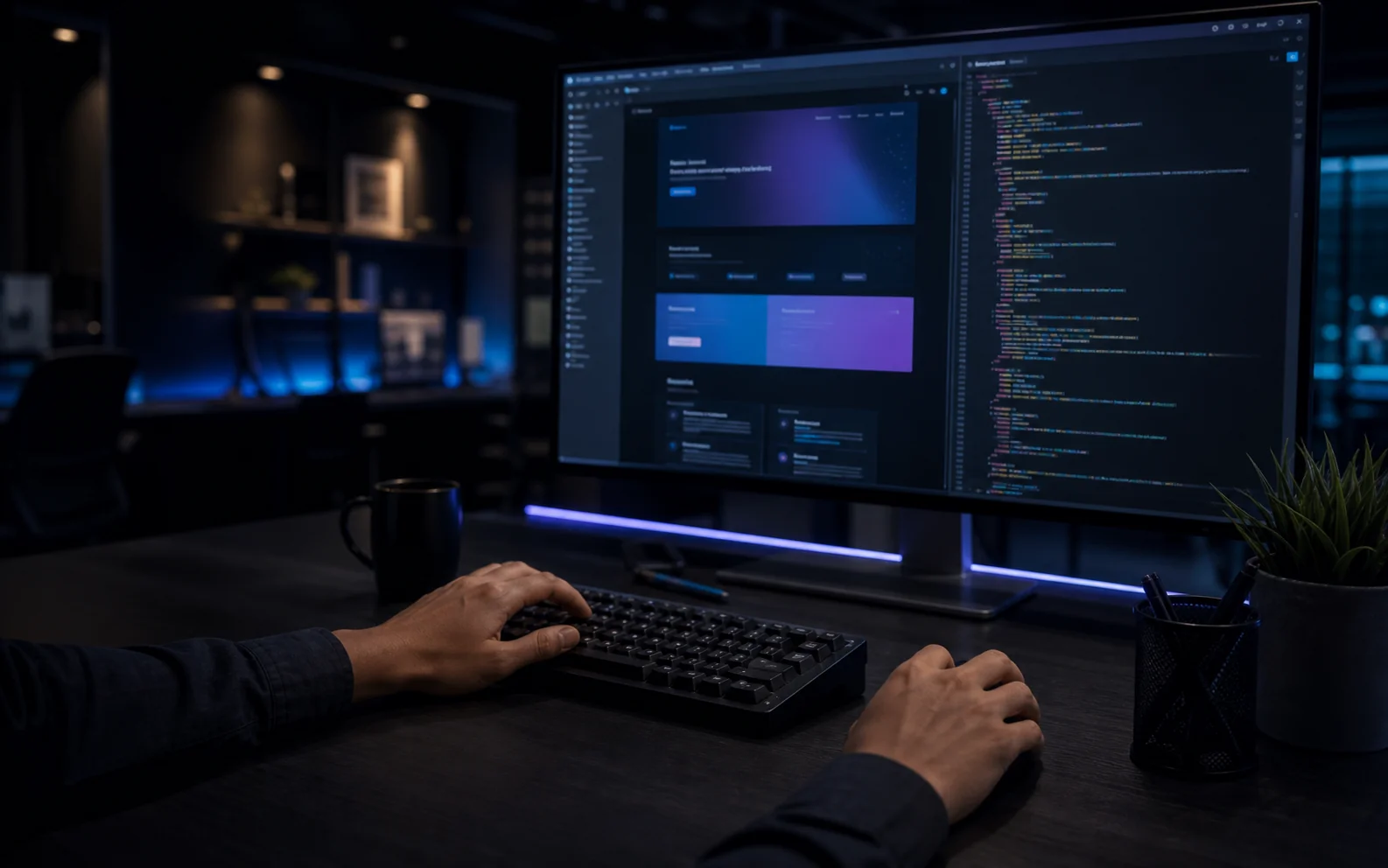 Workspace tanpa wajah untuk layanan Website Development